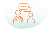 Icon of a patient and doctor in conversation