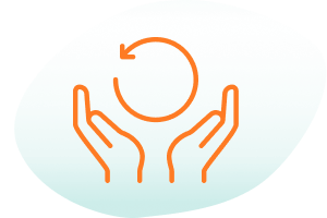 Icon of two hands cradling a circular arrow