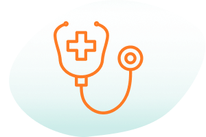 Icon of a stethoscope with a medical cross symbol